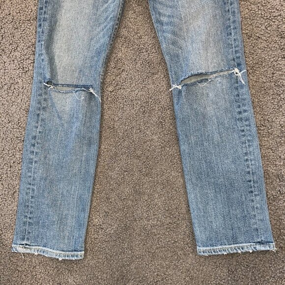 GRLFRND NAOMI Blue Jeans in "I Will Survive" Wash Made in USA Ripped Knees - 24 - Picture 4 of 13